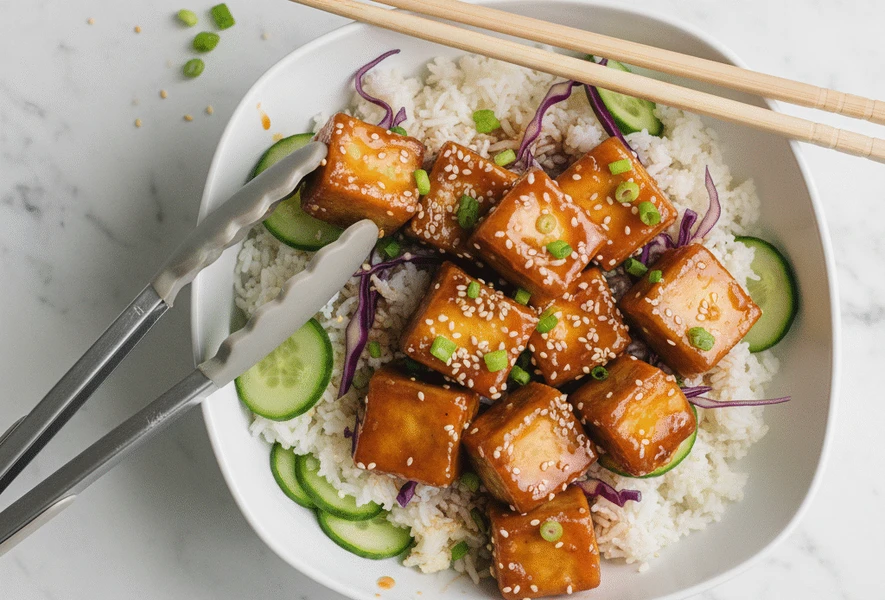 sticky tofu bowl