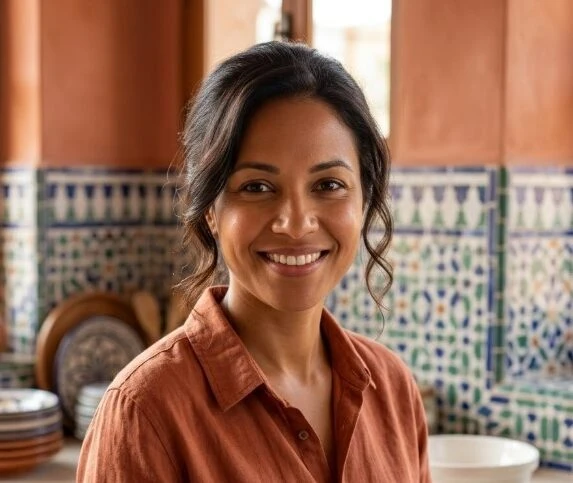 Christine cooking in the kitchen