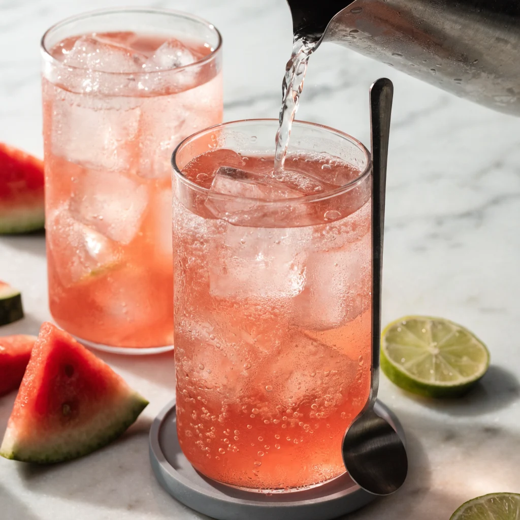 Step 3: Add Sparkling Water and Serve Over Ice